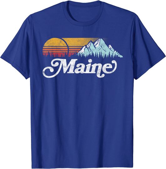 Retro Vibe Maine Vintage Mountains & Sun T Shirt