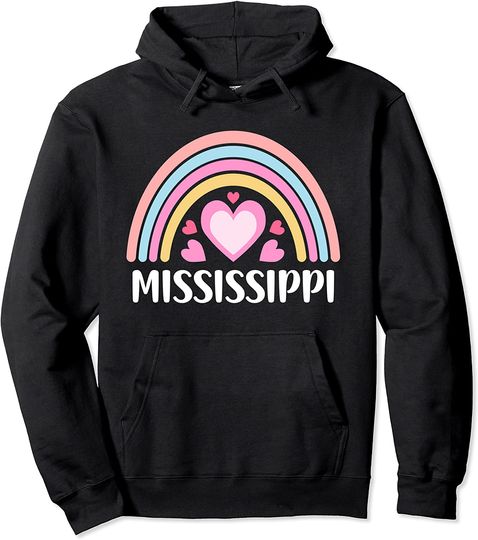Mississippi Rainbow Hearts Pullover Hoodie