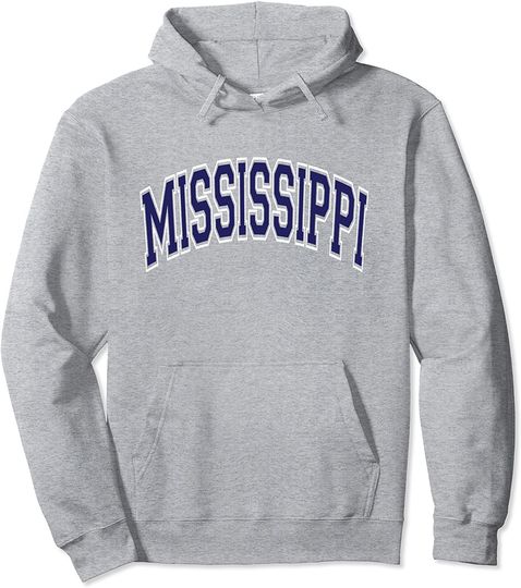 Mississippi Varsity Style Navy Blue Text Pullover Hoodie