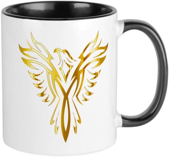 Phoenix Bird Gold Mug Ceramic RINGER Coffee/Tea Cup Gift Stocking Stuffer