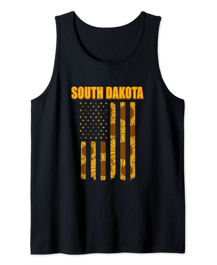 Sunflower American Flag South Dakota Tank Top
