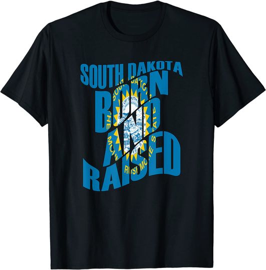South Dakota Born and Raised Flag T-Shirt