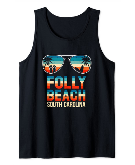 Folly Beach South Carolina Vintage Surfer Tank Top