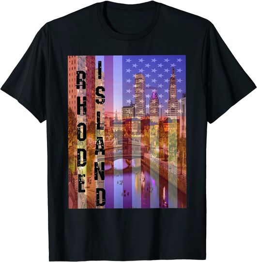 Rhode Island American Flag T-Shirt
