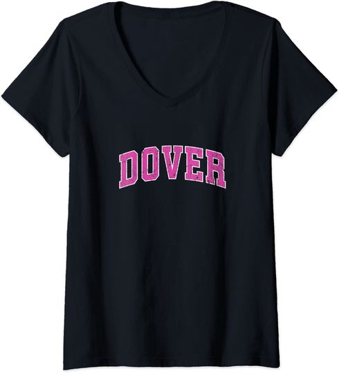Dover Delaware DE Vintage Sports Design Pink Design V-Neck T-Shirt