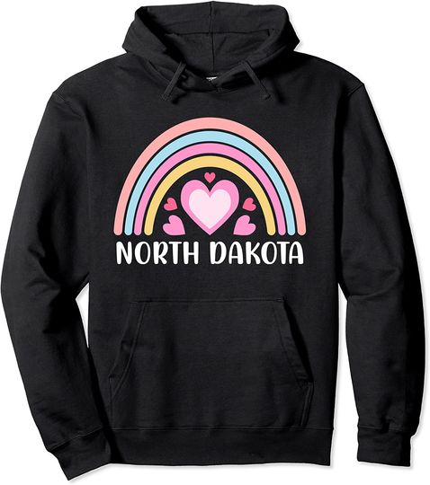 North Dakota Rainbow Hearts Pullover Hoodie