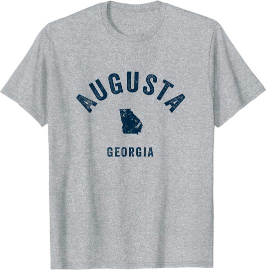 Augusta Georgia GA Vintage 70s Sports Design Navy Print T-Shirt