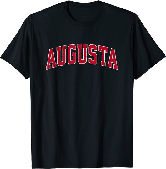Augusta Maine ME Vintage Sports Design Red Design T-Shirt