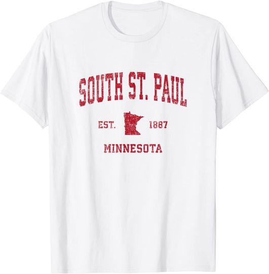 South St. Paul Minnesota MN Vintage Sports Design Red Print T-Shirt