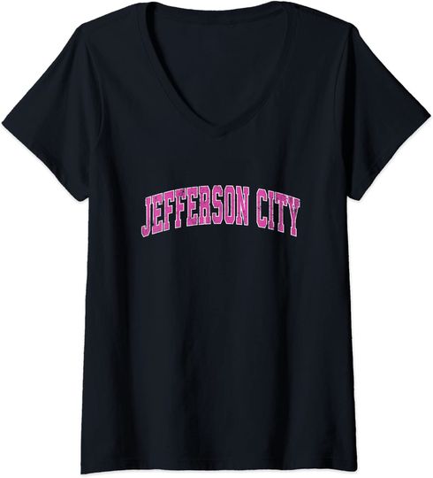 Jefferson City Missouri MO Vintage Sports Design Pink Design V-Neck T-Shirt