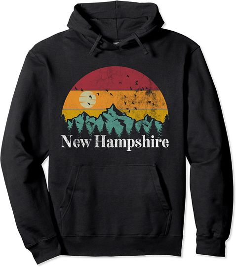 New Hampshire 70s 80s Vintage Mountain Ski Hiking Camp Pullover Hoodie