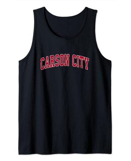Carson City Nevada NV Vintage Sports Design Red Design Tank Top