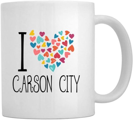 I love Carson City colorful hearts Mug