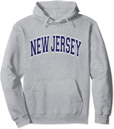 New Jersey Varsity Style Navy Blue Text Pullover Hoodie