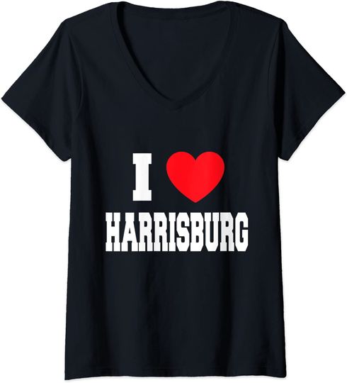 I Love Harrisburg V Neck T Shirt