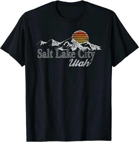 Retro Salt Lake City Mountain T Shirt
