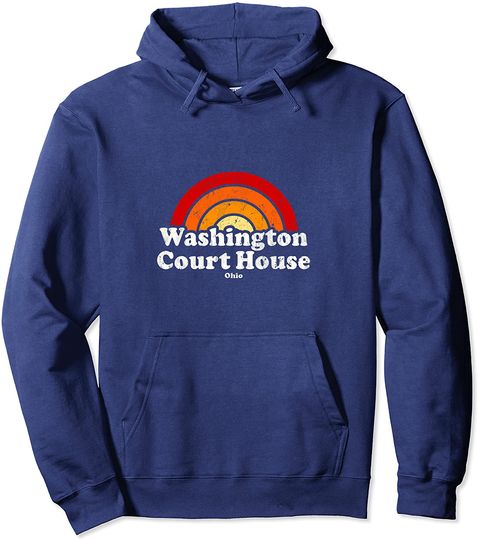Washington Court House Vintage 70s Rainbow Des Pullover Hoodie