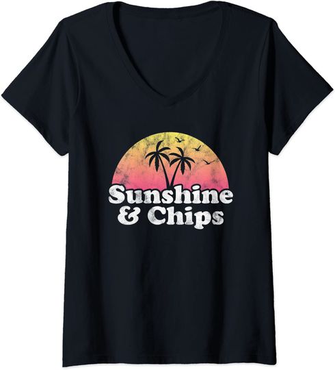 Chips Gift - Sunshine and Chips V-Neck T-Shirt