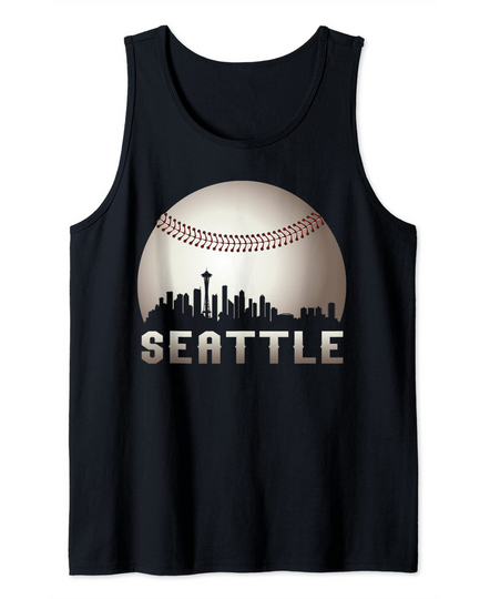 Vintage Seattle City Skylines On Giant Baseball Tank Top