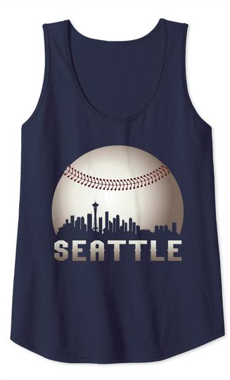 Vintage Seattle City Skylines On Giant Baseball Tank Top