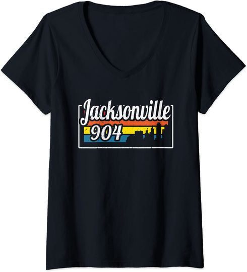 Vintage Jacksonville City Skyline 904 State Of Florida T Shirt