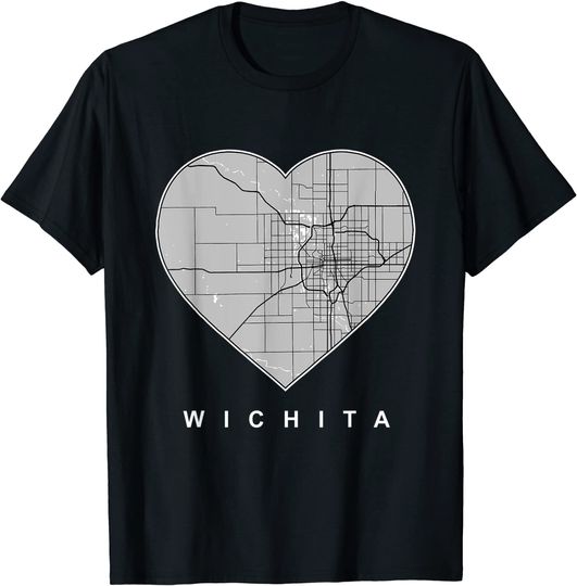 Wichita City Map Heart Love T Shirt