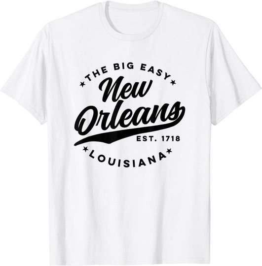 New Orleans Louisiana The Big Easy Black Text T Shirt