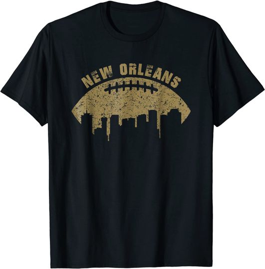 New Orleans Skyline Retro Football T Shirt