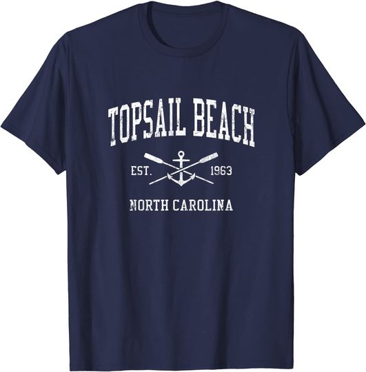 Topsail Beach Vintage Crossed Oars & Boat Anchor Sports T-Shirt