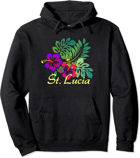 St. Lucia Beach Tropical Flower Surf Vacay Pullover Hoodie