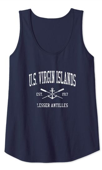 U.S. Virgin Islands Vintage Crossed Oars & Boat Anchor Sport Tank Top
