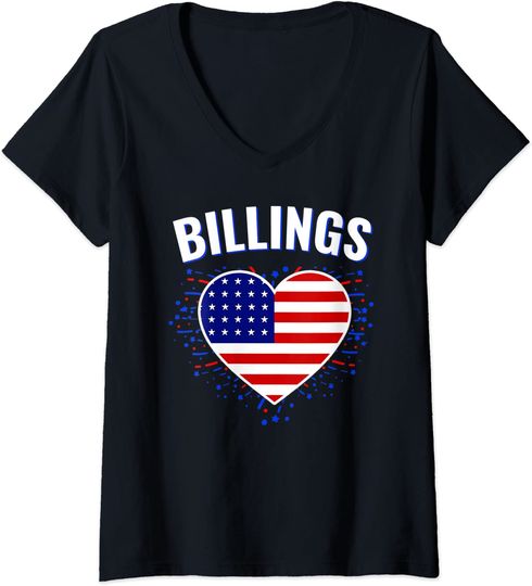 Billings US Flag Heart City T Shirt