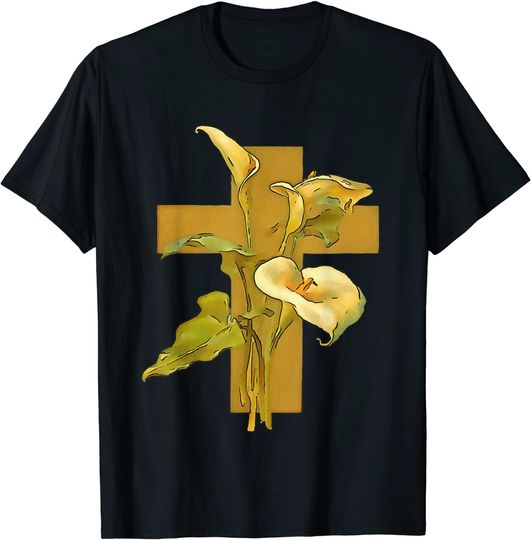 Three Calla Lilies And Christian Cross T Shirt