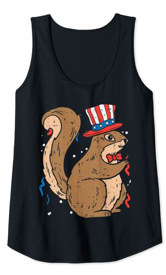 Squirrel American Flag USA Patriot Animal Tank Top