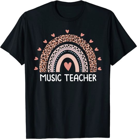 Leopard Rainbow Music Teacher Back To School T Shirt