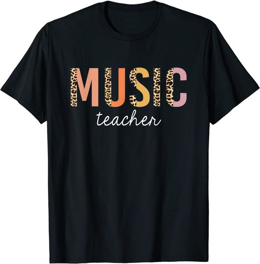 Leopard Music Teacher Back to School Supplies T Shirt