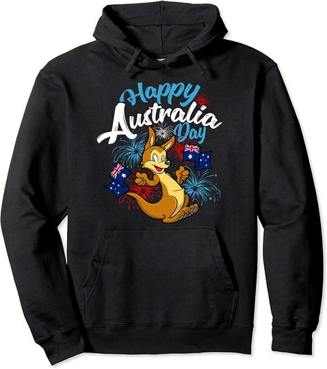 Happy Australia Day Flag Funny Kangaroo Patriotic Pullover Hoodie