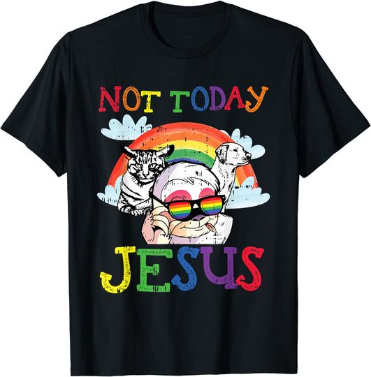 Not Today Jesus Sloth Cat Dog Goth-ic Gifts T-Shirt