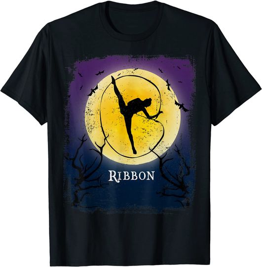 Ribbon Rhythmic Gymnastic Full Moon Silhouette Halloween T Shirt