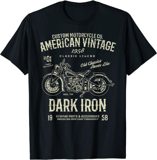 Dark Iron Custom Motorcycle Co. 1958 Classic Vintage T Shirt