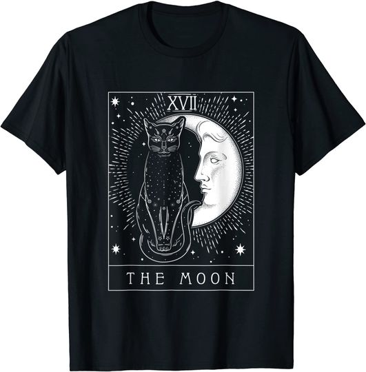 Tarot Card Crescent Moon And Cat T-Shirt
