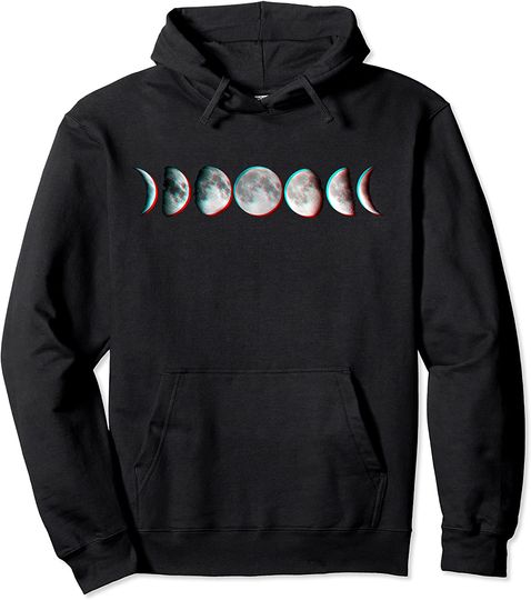 Moon Phase Glitch Celestial Space Grunge Goth Witchy Witch Pullover Hoodie