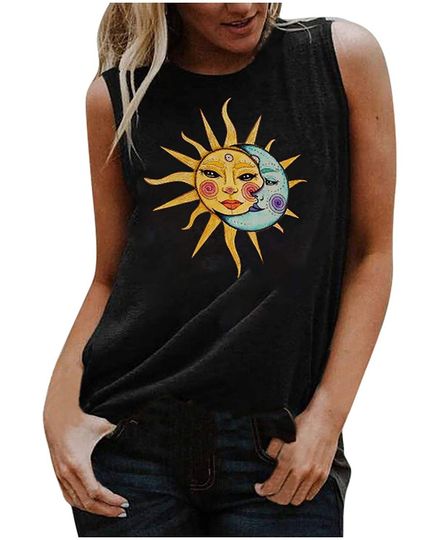 Moon and Sun Graphic Tank Top