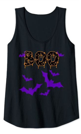 Boo Halloween Flying Vampire Bat Creepy Tank Top