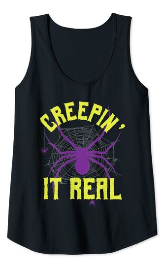 Halloween Creepy Spider Web Creepin' It Real Tank Top
