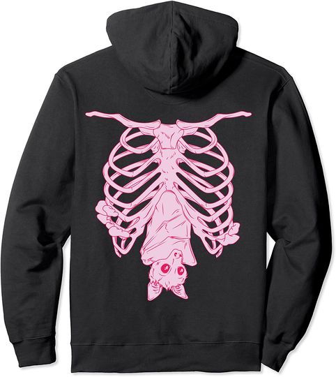 Witchy Pastel Goth Aesthetic Creepy Cute Bat Pullover Hoodie