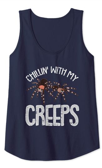 Chillin With My Creeps Lazy Halloween Funny Witch Tank Top