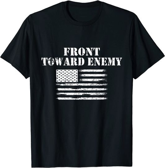 Front Toward Enemy Distressed American Flag Vintage T Shirt