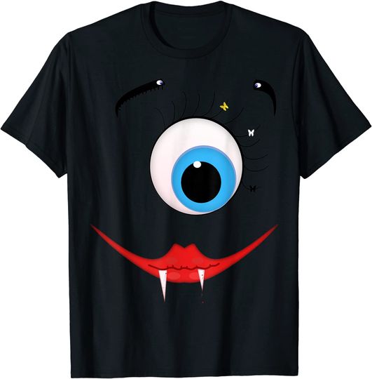 Funny Scary One-Eyed Bloodsucking Monster Face Halloween T-Shirt