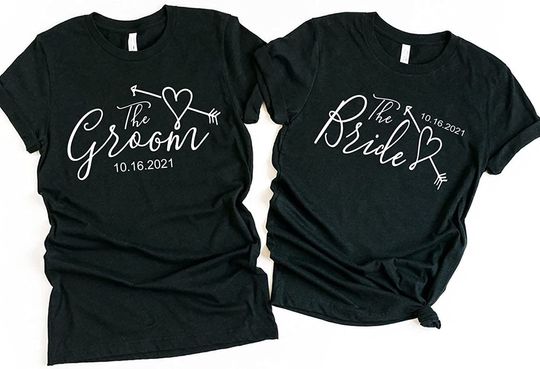 Bride and Groom With Est Date T Shirt